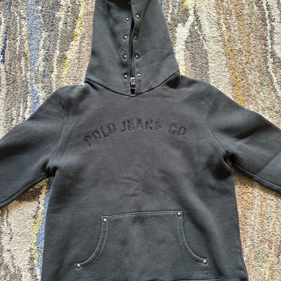 Polo / Ralph Lauren Black Studded Hoodie Size Small - Picture 3 of 4